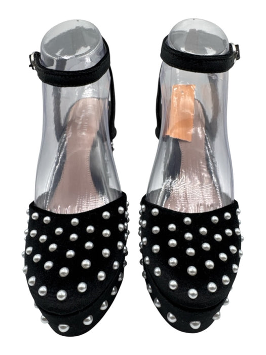 Antonio Melani Shoe Size 7 Black & White Velvet Faux Pearl Platform Pumps Black & White / 7