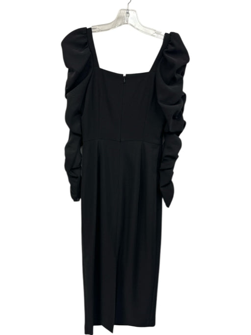 Antonio Melani Size 0 Black Polyester Pearl Bow Ruched Detail Long Sleeve Dress Black / 0