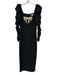 Antonio Melani Size 0 Black Polyester Pearl Bow Ruched Detail Long Sleeve Dress Black / 0
