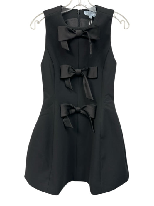 Hill House Size XS Black Polyester Bows Fit & Flare Sleeveless Back Zip Dress Black / XS