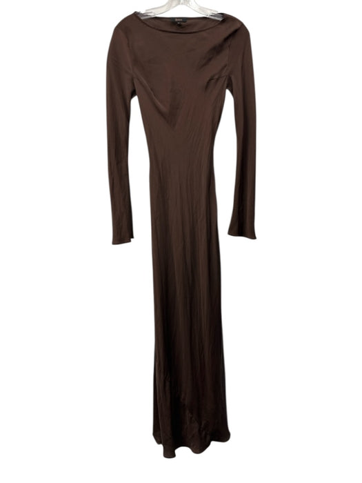 Quince Size XS Chocolate Silk Blend Long Sleeve Maxi Dress Chocolate / XS