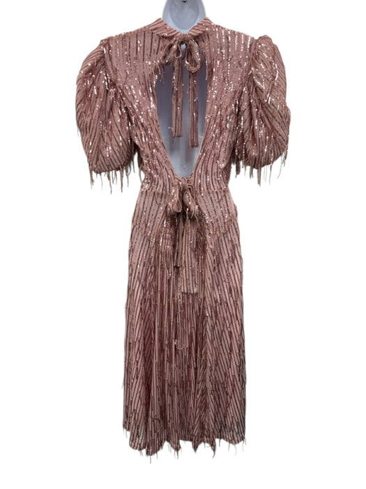 ROTATE BIRGER CHRISTENSEN Size 4 Light Pink Polyester Sequin Stripes Midi Dress Light Pink / 4