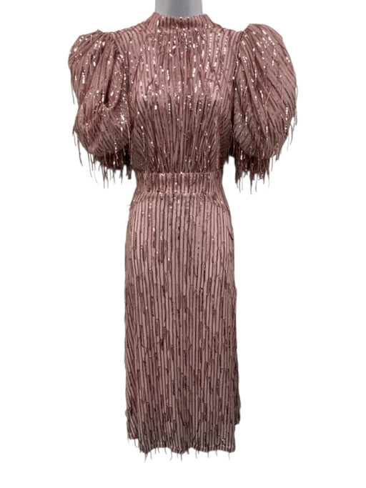 ROTATE BIRGER CHRISTENSEN Size 4 Light Pink Polyester Sequin Stripes Midi Dress Light Pink / 4