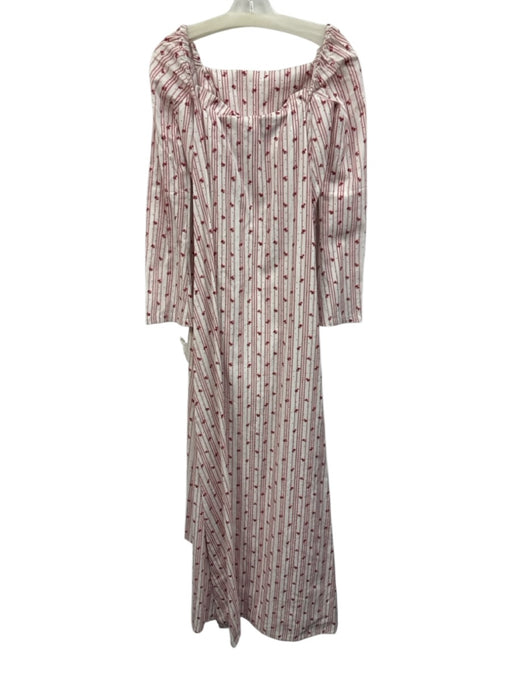 Byrdie Le Club Social Wear Size XS White & Red Cotton Vertical Stripes Dress White & Red / XS