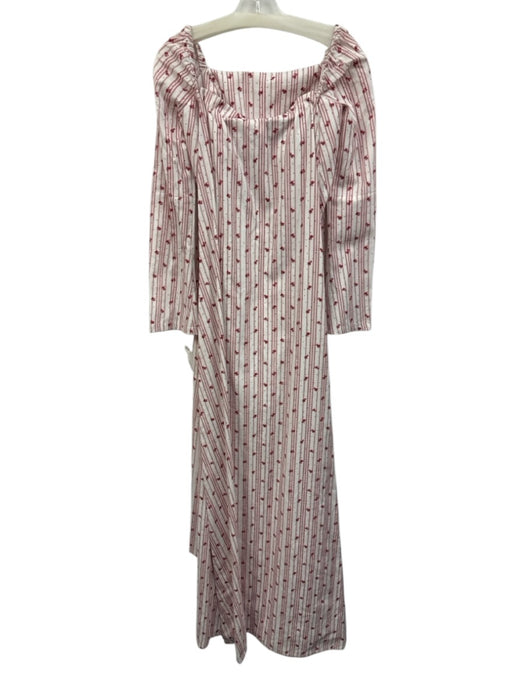 Byrdie Le Club Social Wear Size XS White & Red Cotton Vertical Stripes Dress White & Red / XS