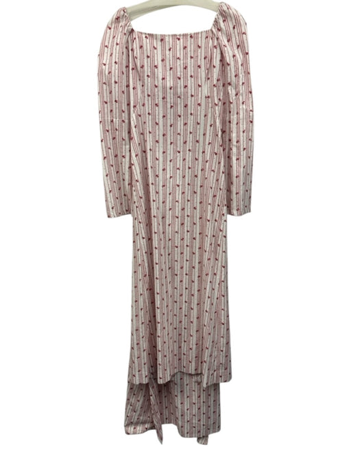 Byrdie Le Club Social Wear Size XS White & Red Cotton Vertical Stripes Dress White & Red / XS