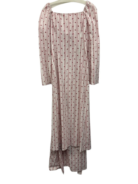 Byrdie Le Club Social Wear Size XS White & Red Cotton Vertical Stripes Dress White & Red / XS