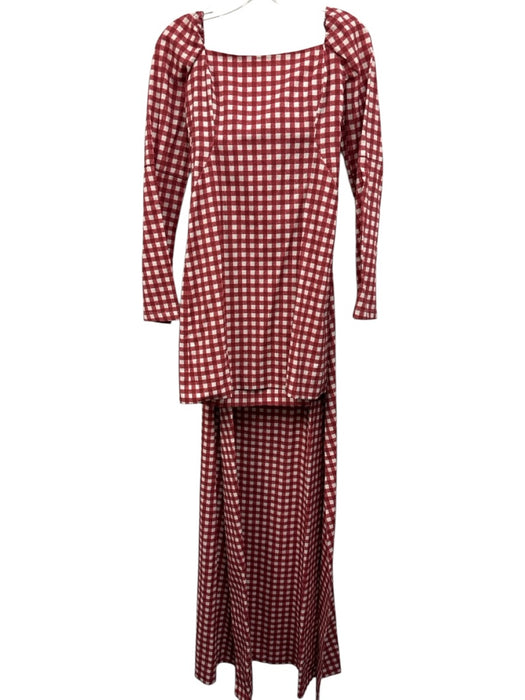 Byrdie Le Club Social Wear Size XS Red & White Print Cotton Gingham Mini Dress Red & White Print / XS