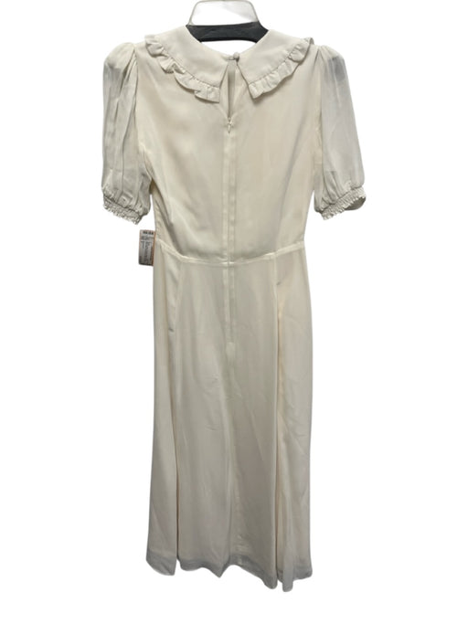 Reformation Size 0 White & Black Viscose Blend Collar Velvet Bow Midi Dress White & Black / 0