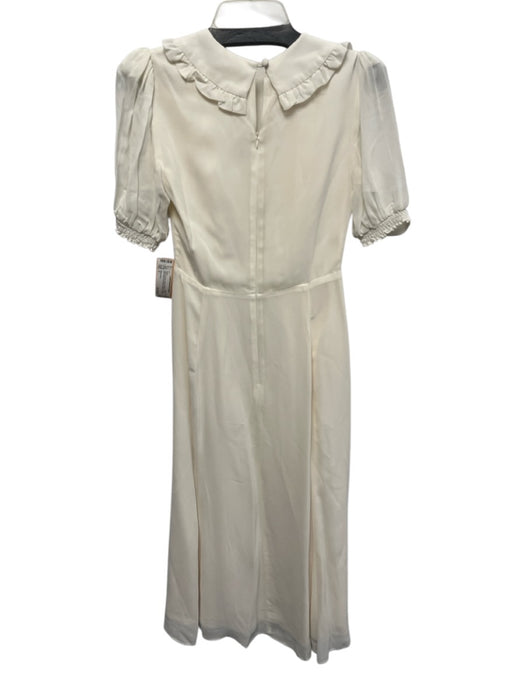 Reformation Size 0 White & Black Viscose Blend Collar Velvet Bow Midi Dress White & Black / 0