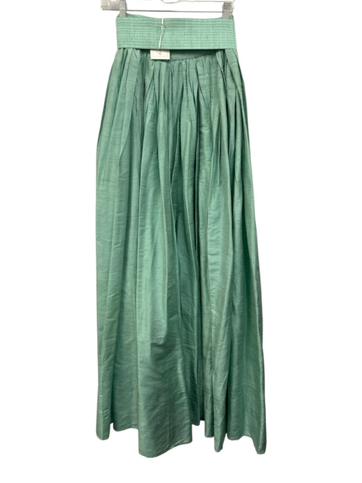 Julia Amory Size XS Teal Green Silk Pleated Back Zip Sash Ball Skirt Skirt Teal Green / XS