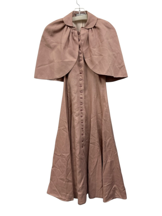 Maria de la Orden Size XS / 34 Mauve Pink Cotton Cape Sleeve Button Down Dress Mauve Pink / XS / 34