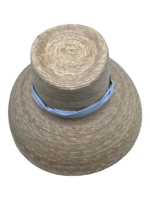 Sarah Bray Bermuda Beige, Blue, White Straw Ribbon Grommet sun hat wide brim Hat Beige, Blue, White
