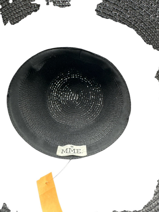 MME. Mink Black Straw Wide Brim Sun Hat Hat Black