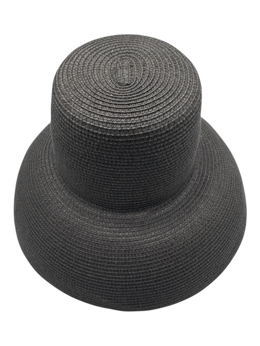 MME. Mink Black Straw Wide Brim Sun Hat Hat Black