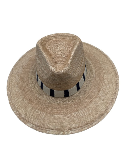 Sunshine Tienda Beige, Black, White Palm Straw Ribbon Sun Hat Striped Hat Beige, Black, White / XS/S