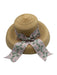 Lisa Lerch Beige, Pink, Green, Blue Straw Ribbon Floral Bow Hat Beige, Pink, Green, Blue