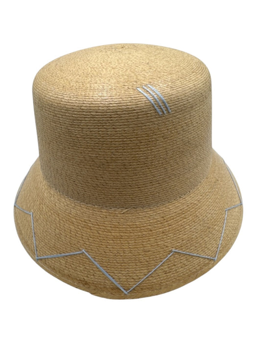 Tipsy Threads Beige, Blue, Orange Straw Embroidered Fish Round Bucket Hat Hat Beige, Blue, Orange