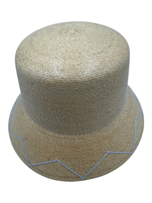 Tipsy Threads Beige, Blue, Orange Straw Embroidered Fish Round Bucket Hat Hat Beige, Blue, Orange
