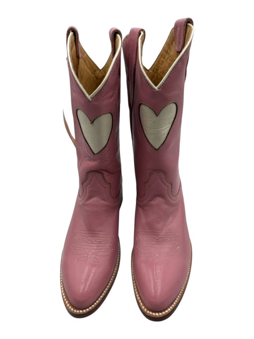 City Shoe Size 12 Pink & White Leather Calf High Western Hearts Boots Pink & White / 12