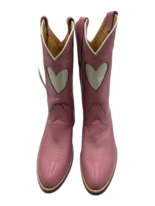 City Shoe Size 12 Pink & White Leather Calf High Western Hearts Boots Pink & White / 12
