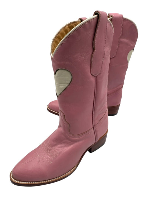 City Shoe Size 12 Pink & White Leather Calf High Western Hearts Boots Pink & White / 12