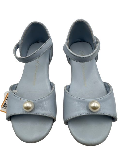 Shoe Size Light Blue Leather Faux Pearl Open Toe Mary Jane Ankle Strap Flats Light Blue