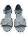 Shoe Size Light Blue Leather Faux Pearl Open Toe Mary Jane Ankle Strap Flats Light Blue