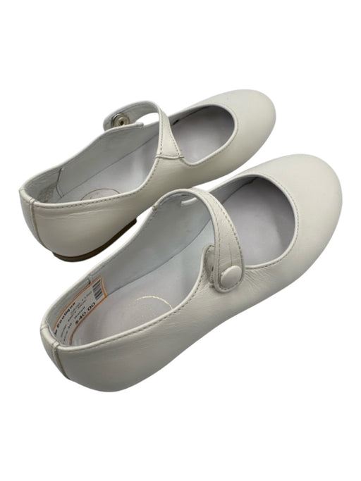 White Leather Snap Mary Jane Flats White