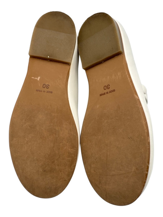 White Leather Snap Mary Jane Flats White