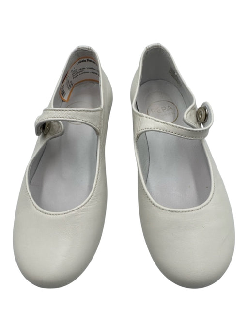 White Leather Snap Mary Jane Flats White