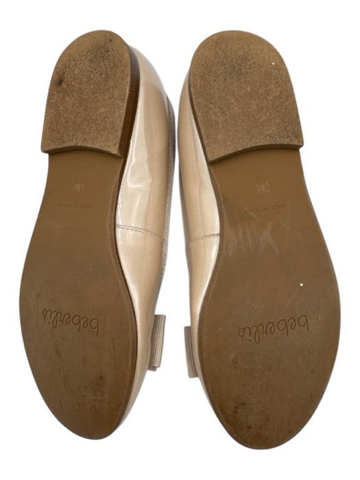 Beige Patent Leather Grosgrain Bow Ballet Flat Flats Beige