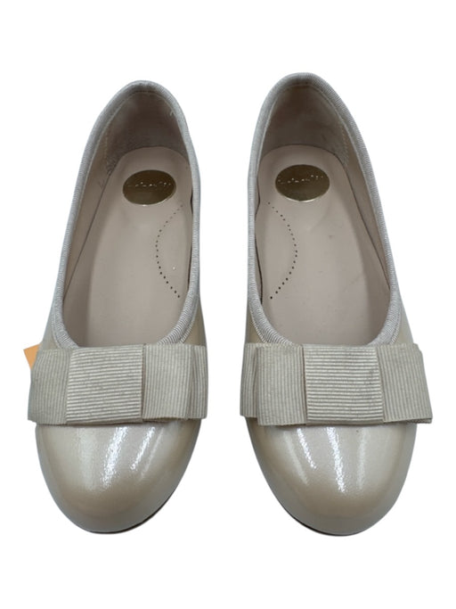Beige Patent Leather Grosgrain Bow Ballet Flat Flats Beige