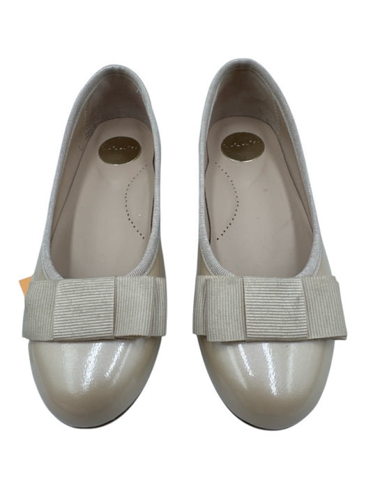 Beige Patent Leather Grosgrain Bow Ballet Flat Flats Beige