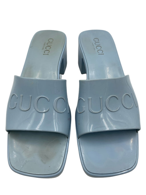 Gucci Shoe Size 36 Blue Rubber open toe Platform Heel Sandals Blue / 36