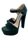 Prada Shoe Size 36.5 Forest Green Suede open toe Platform Ankle Strap Pumps Forest Green / 36.5