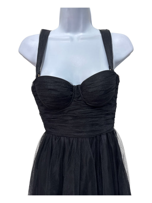 Zimmermann Size 4 Black Polymide Mesh Overlay Corset Sleeveless Maxi Dress Black / 4