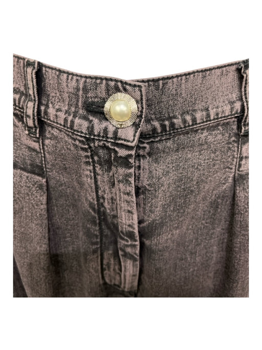 Chanel Size 34 Acid Wash & Pink Cotton Denim Velvet Stripe Pearl Button Jeans Acid Wash & Pink / 34