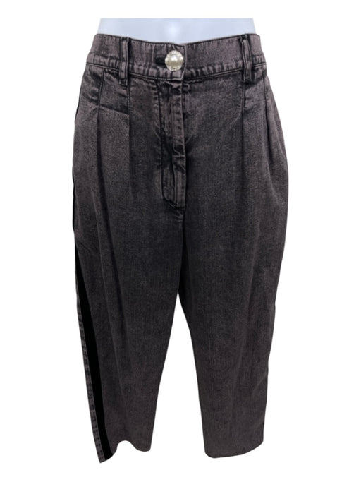 Chanel Size 34 Acid Wash & Pink Cotton Denim Velvet Stripe Pearl Button Jeans Acid Wash & Pink / 34