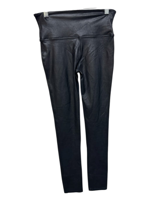 Spanx Size S Dark Gray Nylon & Spandex Wide Waist Band Coated Crackled Leggings Dark Gray / S