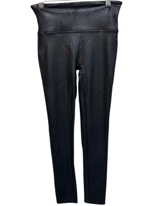 Spanx Size S Dark Gray Nylon & Spandex Wide Waist Band Coated Crackled Leggings Dark Gray / S