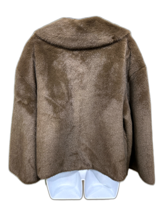 Malene Birger Size 34 Brown Polyester Detachable Collar Faux Fur Coat Brown / 34