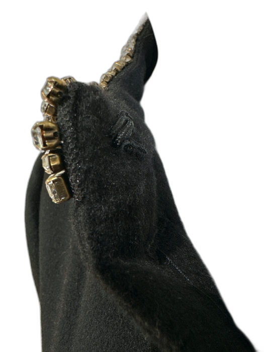 Doen Size XS Black Cashmere Blend Covered Buttons Bejeweled Neckline Darted Coat Black / XS