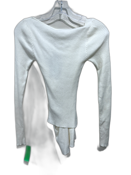 Meshki Size XS Cream Cotton & Cashmere Ribbed Detachable Cowl neck Sweater Cream / XS