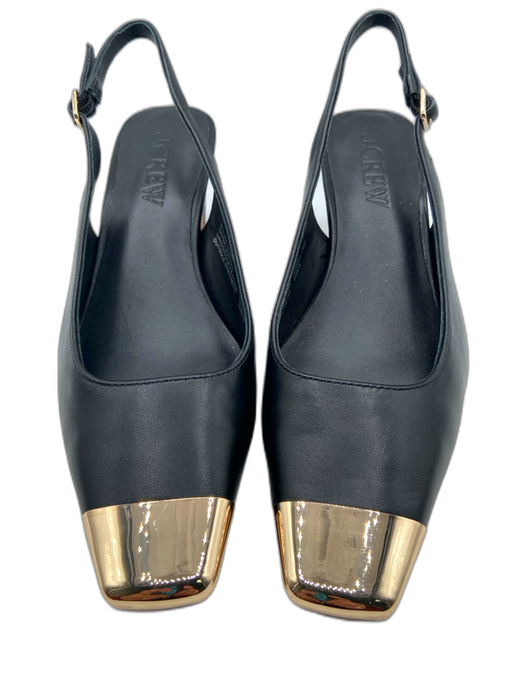 J. Crew Shoe Size 6 Black & Gold Leather Gold hardware Toe Cap sling back Pumps Black & Gold / 6