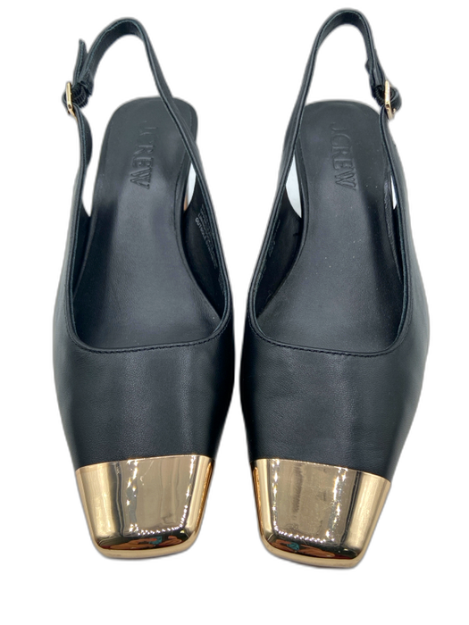 J. Crew Shoe Size 6 Black & Gold Leather Gold hardware Toe Cap sling back Pumps Black & Gold / 6