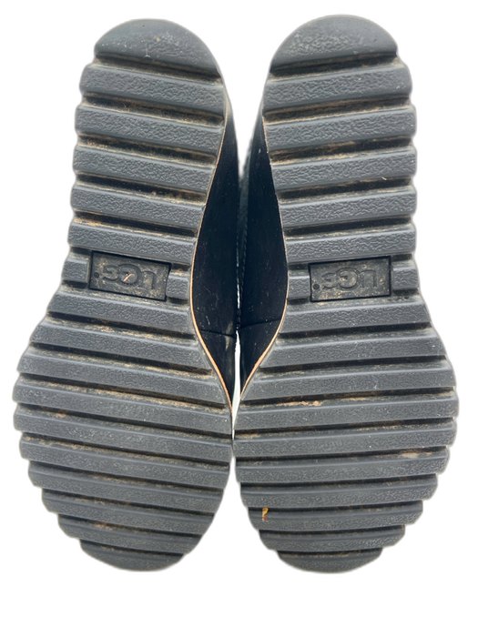 Ugg Shoe Size 6.5 Black Leather & Suede Shearling Lined Round Toe Wedge Booties Black / 6.5