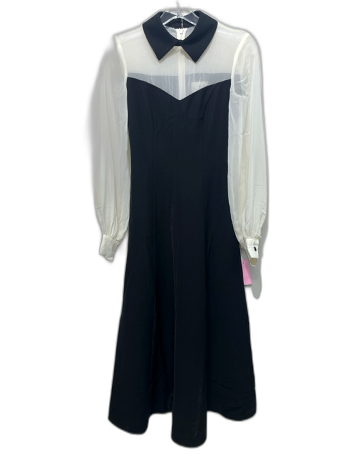 Tuckernuck Size XXS Black & Cream Polyester Blend Sheer Sleeves Back Zip Dress Black & Cream / XXS
