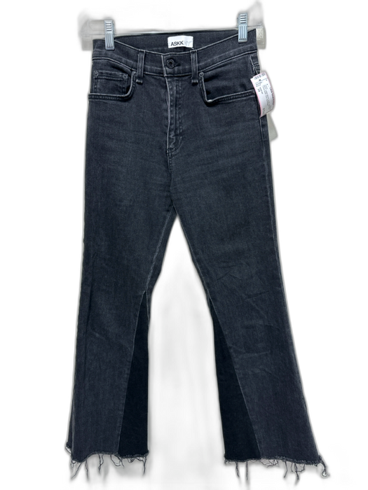 ASKK NY Size 24 Black Cotton Blend Denim High Rise Panel Detail Flare Jeans Black / 24