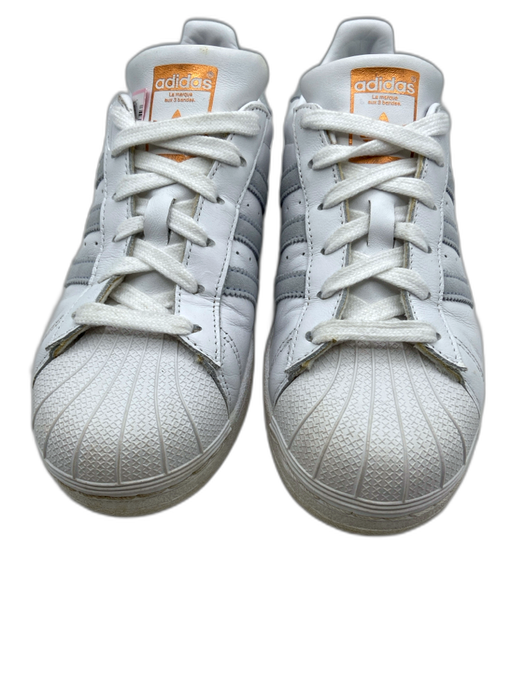 Adidas Shoe Size 6.5 White & Light Blue Leather Rose Motif Low Top Sneakers White & Light Blue / 6.5